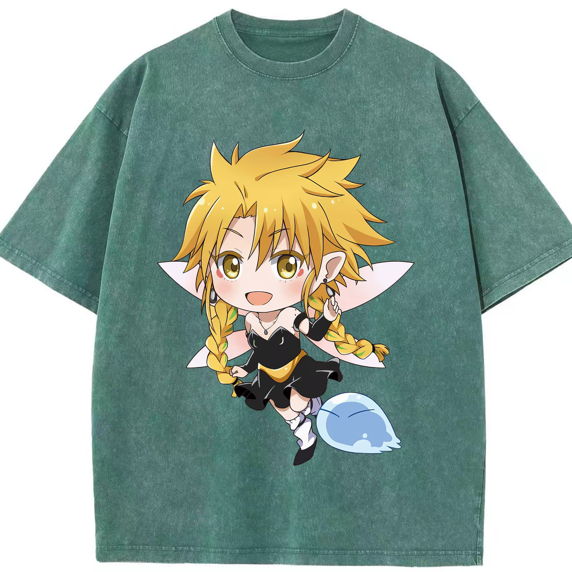 （画像用） 転スラ Regarding Reincarnated to Slime 綿100% ヴィンテージ風 半袖Tシャツ（フロントプリント）
